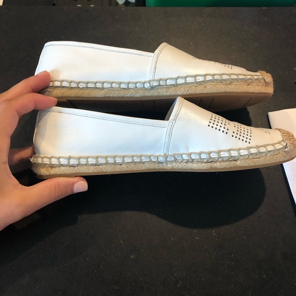 Tory Burch White Leather Espadrilles Size 7 - Picture 9 of 11